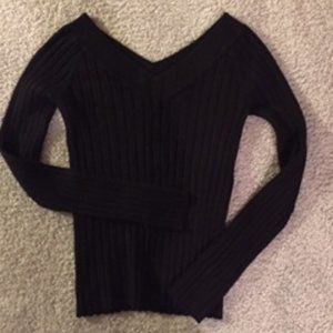 Wet Seal Medium Black Dbl V-neck sweater